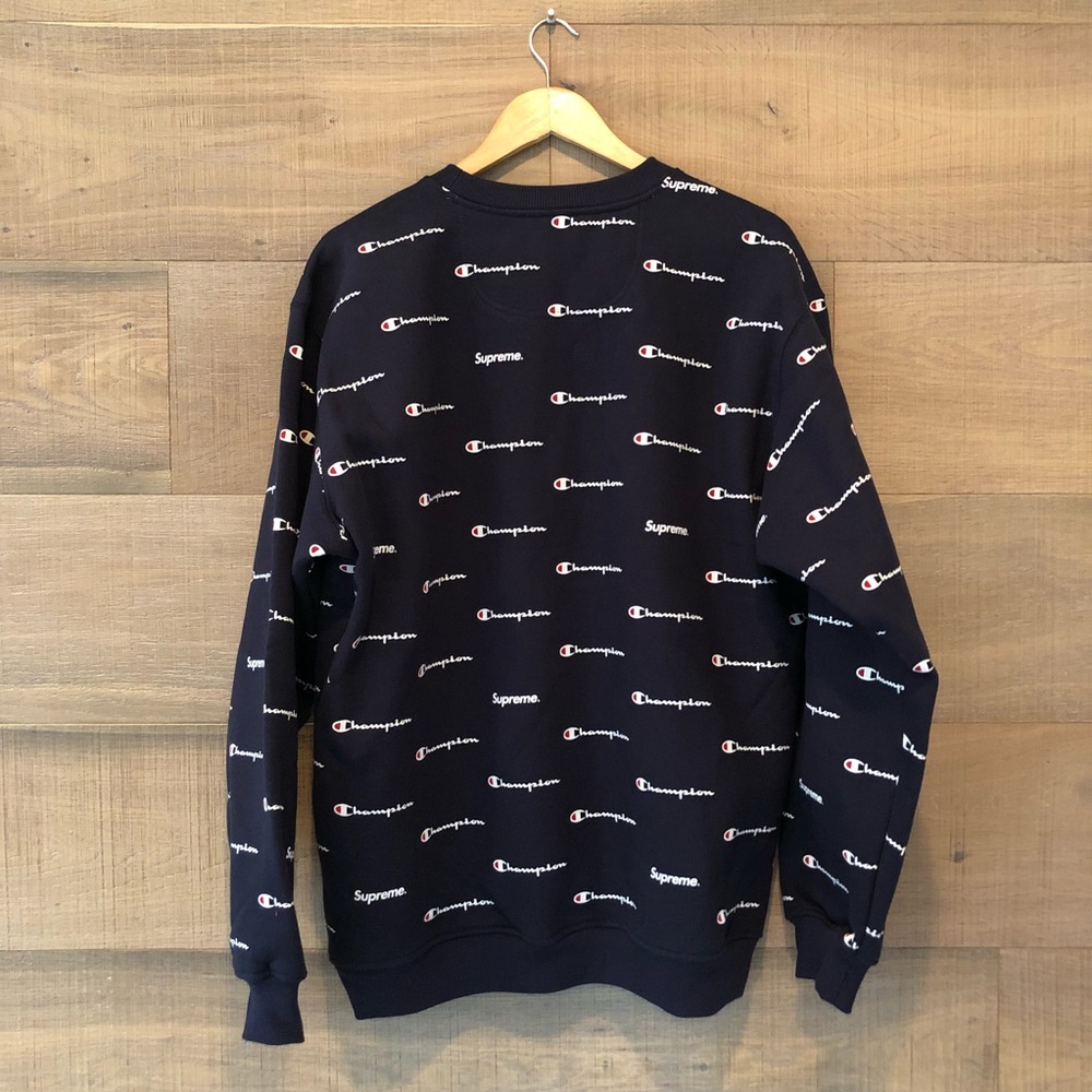 Supreme x Champion Script Crewneck Sweatshirt - Picture 3 of 7